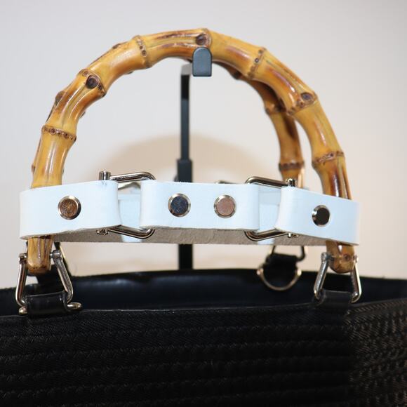 Gucci Black Woven Tote with Bamboo Handles – Chic Italian Style - Picture 8 of 11